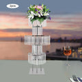 2Pcs 43.3" Silvery Acrylic Flower Vase 5 Tiers Wedding Centerpieces Vase,W/ Hanging Crystals, for Party Hotel Table Decoration