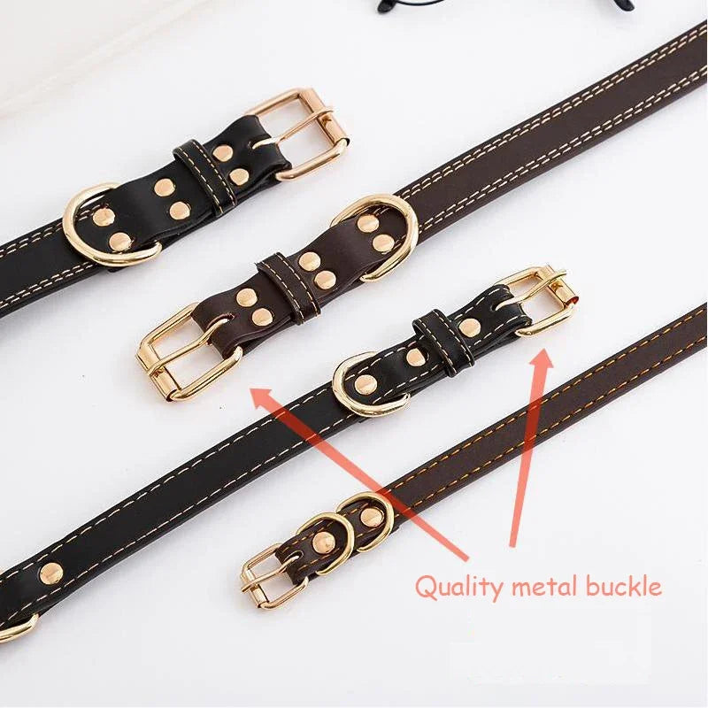 Leather Dog Collars Pet Dog Tag Collar Leash Lead For Small Medium Large Dogs Pitbull Bulldog Pugs Beagle Dog Supplies