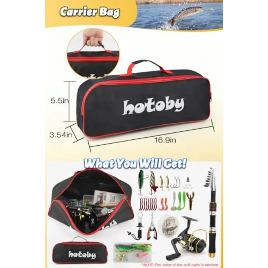 Fishing Pole Combo Set 6.89ft Carbon Fiber Telescopic Fishing Rod and Reel Combo with Spinning Reel Fishing Pliers Lip Gripper